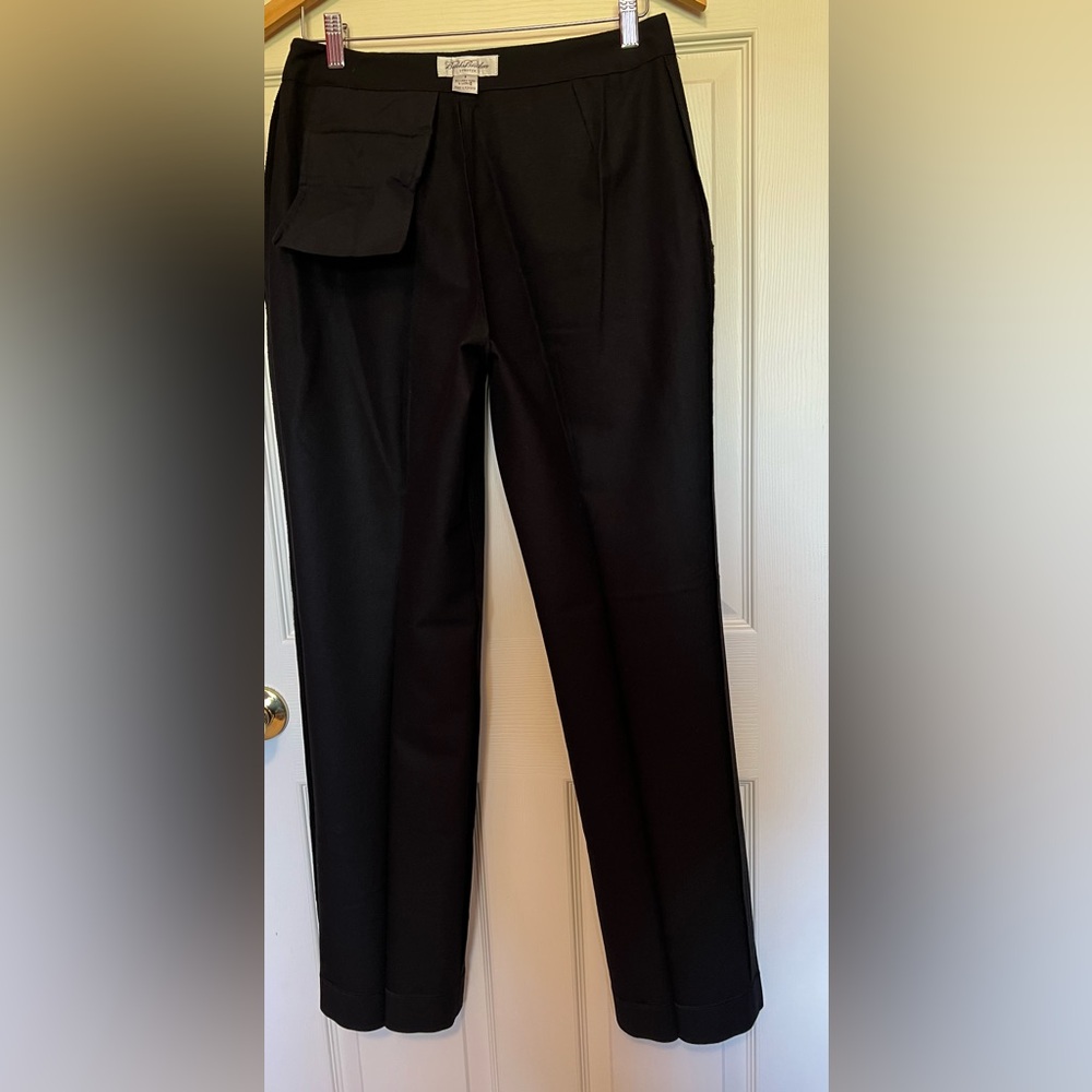 Brooks Brothers Women’s Black Stretch Wool Pants Sz 8 EUC Flat Front Straight Lg - Picture 10 of 14